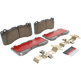 Brembo OE ceramic brake pad for Ford Mustang 2014-2023 front, high-performance OE braking component, close-up view of pad surface.