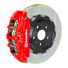 Brembo 20+ Corvette C8/C8 Z51 front GT BBK 6-piston cast slotted two-piece rotor in red for high-performance braking.