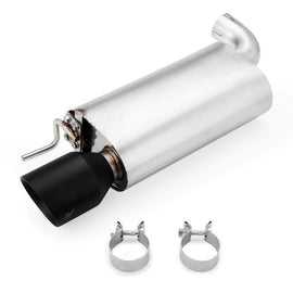 Mishimoto Ford Mustang GT 2015+ axle back exhaust with black tips, showcasing the sleek exhaust tips and piping.