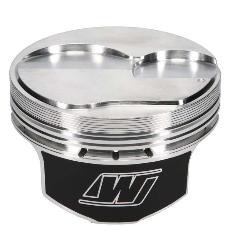 Wiseco forged LS7 +2.5cc dome piston set with 1.175-inch compression height for SBC 8-cylinder engine, showing pistons' top and side details.