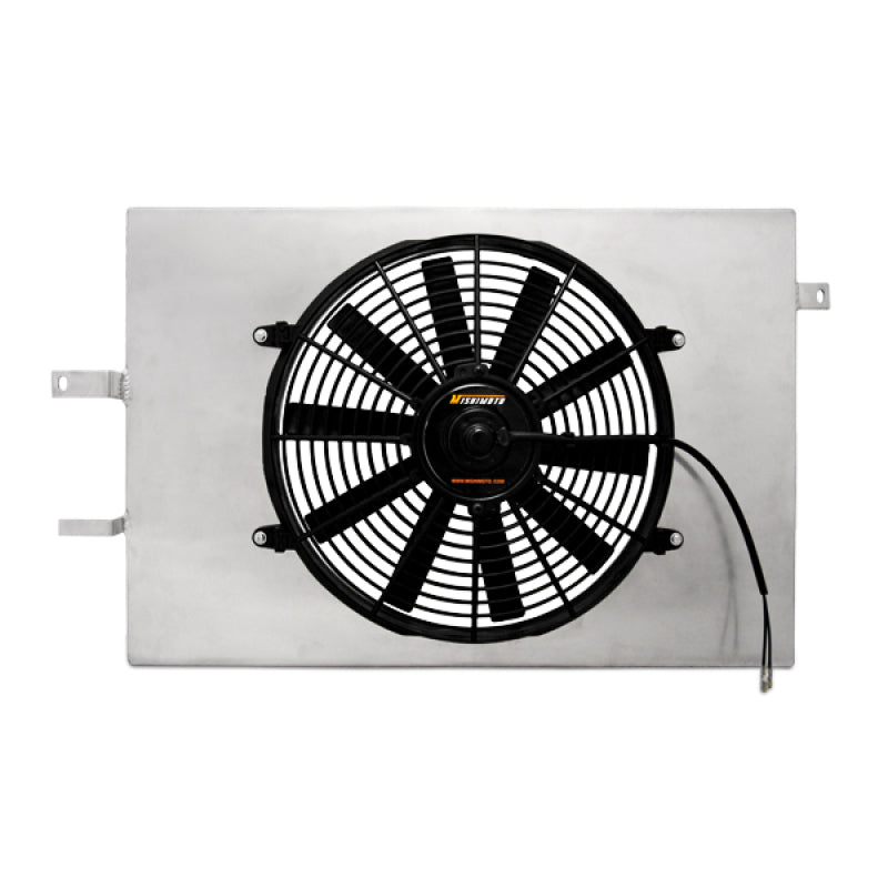 Mishimoto aluminum fan shroud kit for 1994-1996 Ford Mustang, designed for improved cooling, does not fit ABS-equipped models.