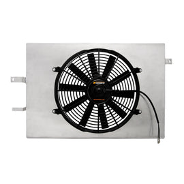 Mishimoto aluminum fan shroud kit for 1994-1996 Ford Mustang, designed for improved cooling, does not fit ABS-equipped models.