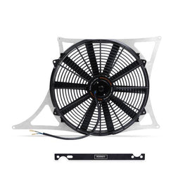 Mishimoto aluminum fan shroud kit for BMW M3 E46 3.2L engine, includes fans and shroud for improved cooling performance