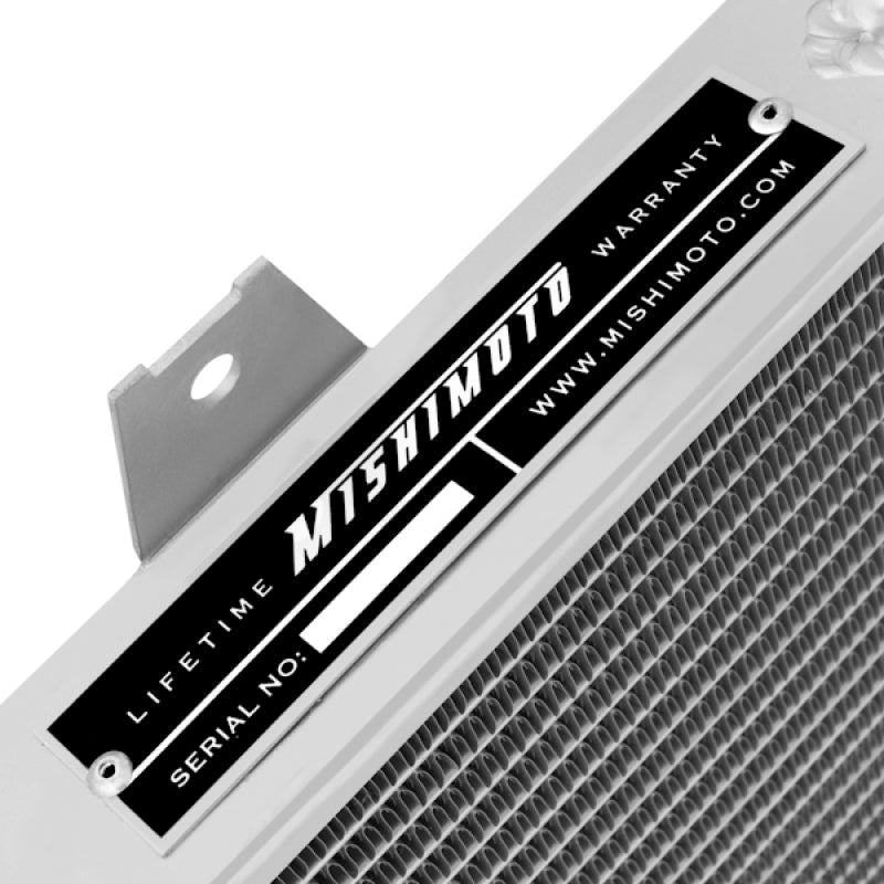 Mishimoto aluminum radiator for 1987-1991 BMW E30 M3, manual transmission, with core and side tanks visible in the image.