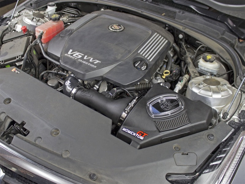 aFe Momentum Air Intake System PRO 5R Stage-2 for 2013-2015 Cadillac ATS 3.6L V6, showing the cold air intake with filter and tubing