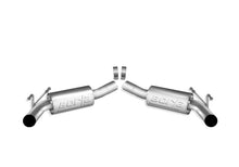 Load image into Gallery viewer, Borla 2010 Camaro 6.2L ATAK catback exhaust system rear view, compatible with factory ground effects, no tips visible.