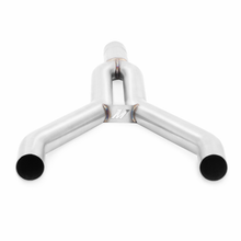 Load image into Gallery viewer, Mishimoto stainless steel cat-back exhaust system for 2015-2016 Ford Mustang 2.3L EcoBoost, shown installed and visible from the rear.