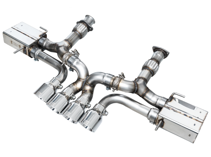 AWE Tuning Chevrolet C8 Corvette Z06 axle back exhaust system with chrome silver tips and 5.5L SwitchPath design.