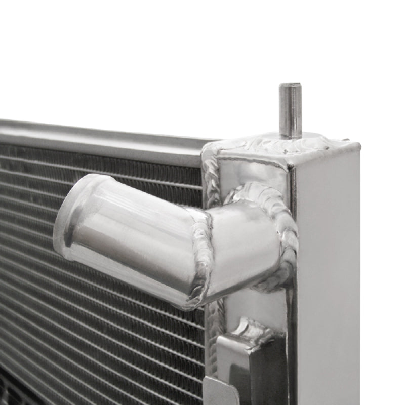 Mishimoto aluminum radiator for Mitsubishi Lancer Evo X and Ralliart, showing the sleek, durable construction of the radiator.