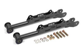 Black hammertone BMR suspension rear DOM lower control arms for 2010-2015 Chevrolet Camaro, showing the sturdy metal construction.