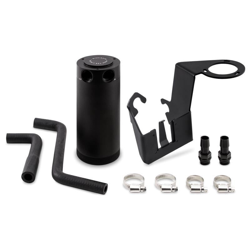 Mishimoto oil catch can kit for Nissan 350Z and Infiniti G35 VQ35DE engine, with baffled design and direct fit installation.