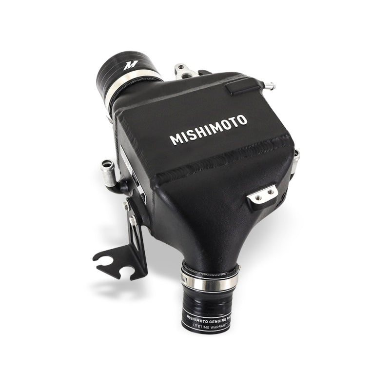 Mishimoto intercooler kit for 2016+ Infiniti Q50/60 3.0T, showing the performance air-to-water intercooler with hoses and core.