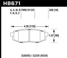 Load image into Gallery viewer, Hawk Performance racing rear brake pads for Subaru BRZ, Scion FR-S, and Legacy 2.5 GT/3.6R models, designed for high-performance braking.