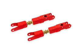Red BMR Suspension adjustable rear lower control arm for 6th gen Chevrolet Camaro, part of the BMR suspension control arms series.