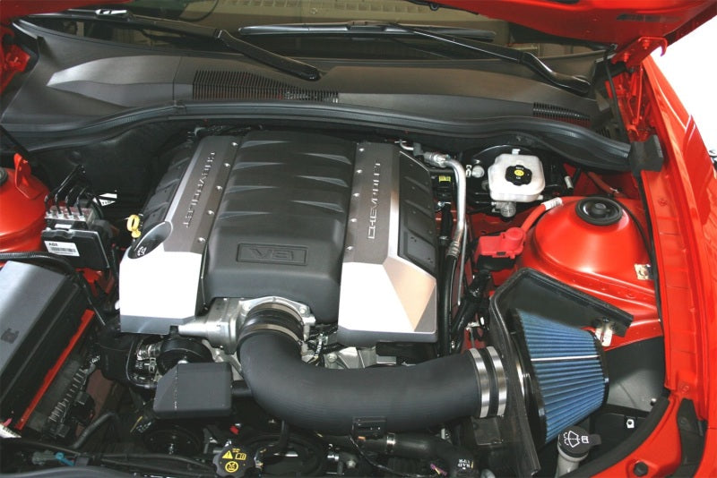 aFe MagnumFORCE Stage-2 P5R cold air intake for Chevrolet Camaro 2010-2011 V8 6.2L engine, showing the intake system with filter and piping.
