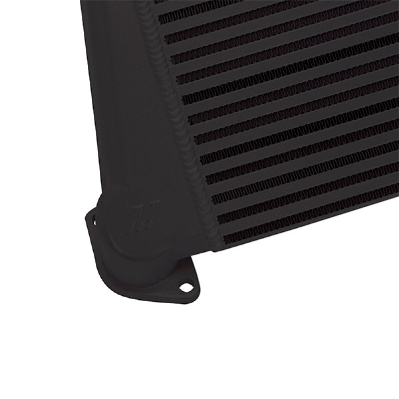 Mishimoto 2008-2014 Subaru WRX top-mount intercooler kit with black powder-coated intercooler and matching black hoses.