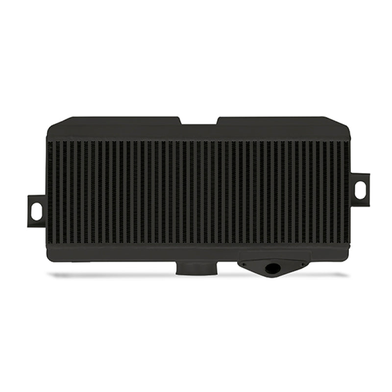 Mishimoto Subaru 08-15 WRX STi top-mount intercooler kit with powder-coated black finish and black hoses, showing the intercooler and components.