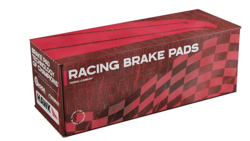 Hawk Performance racing rear brake pads for Subaru BRZ, Scion FR-S, and Legacy 2.5 GT and 3.6R models, designed for high-performance braking.