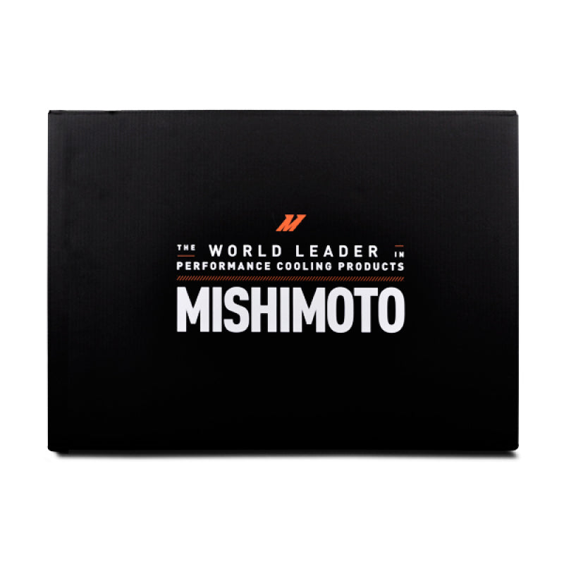 Mishimoto aluminum radiator for 2001-2007 Subaru WRX and STi, front view showing core and side tanks.