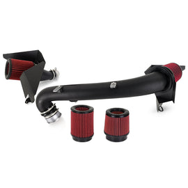 Mishimoto open airbox performance cold air intake for 2021+ BMW G8X M3 M4 3.0L S58B30 engine, showcasing the intake components.