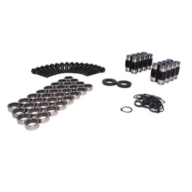 COMP Cams LS-type rocker arm trunnion kit for performance engine upgrades, shown with metal components and mounting hardware.