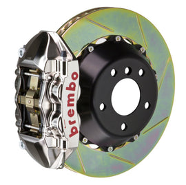 Brembo 22+ GTR rear brake kit with 4-piston billet calipers and 345x28mm slotted 2-piece nickel rotors for Toyota GR86.