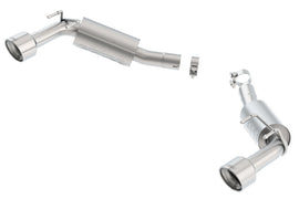 Rear section of Borla catback exhaust system for 2010 Camaro 6.2L V8 S-type with polished stainless steel pipes.
