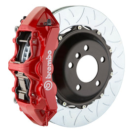 Brembo Corvette C8 front GT BBK 6-piston cast slotted brake rotor in red, 380x32mm, performance brake kit for high-performance driving.