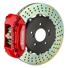 Load image into Gallery viewer, Brembo 16+ Miata MX-5 ND front performance brake kit with 4-piston cast drilled slotted rotor in red for enhanced braking.
