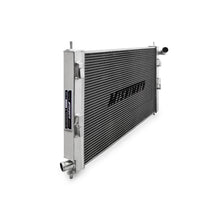 Load image into Gallery viewer, Mishimoto aluminum radiator for 2008+ Mitsubishi Lancer Evo X and Ralliart, with cooling fins and mounting brackets visible.