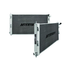 Load image into Gallery viewer, Mishimoto aluminum radiator for 08+ Mitsubishi Lancer Evo X and Ralliart, showing sleek metallic construction and mounting details.