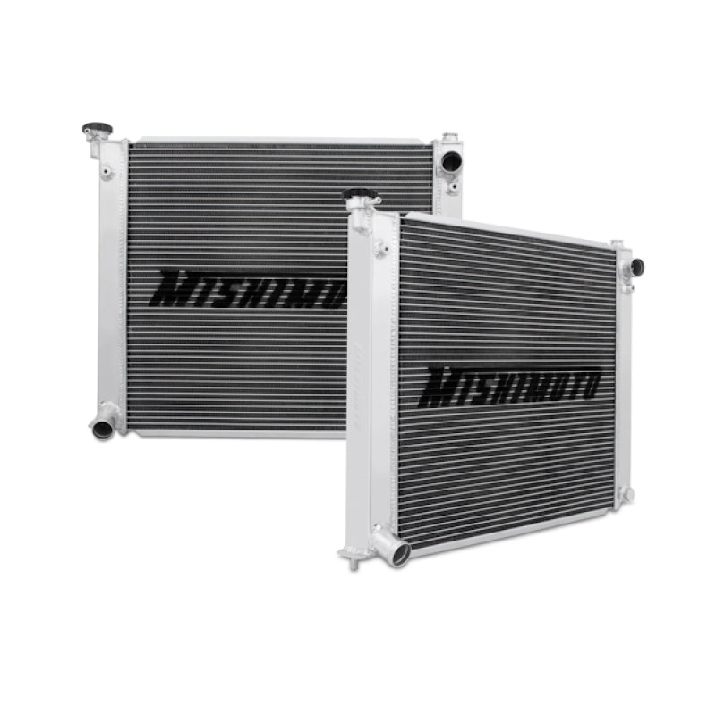 Mishimoto aluminum radiator for 1990-1996 Nissan 300ZX Turbo, manual transmission, with core and side tanks visible.