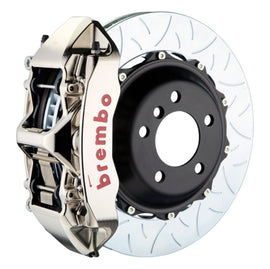 Brembo 20+ Corvette C8 rear GTR BBK 6-piston billet 380x32 slotted 2-piece rotor nickel brake kit for high-performance braking.