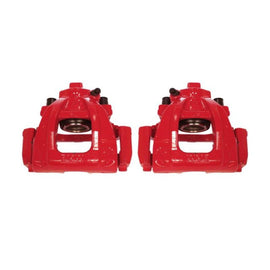 Pair of PowerStop front red brake calipers with brackets for Mini Cooper 2002-2006, performance brake calipers.