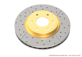 DBA street series brake rotor for Mazda MX-5 Miata, front drilled and slotted for improved braking performance.