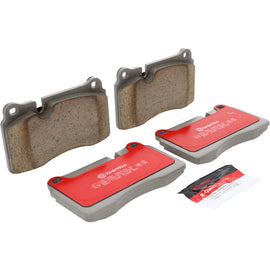 Brembo OE ceramic brake pads for Aston Martin DB9 and DBS coupe, front and rear, showing the high-quality brake pad design.