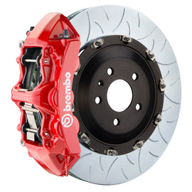 Brembo performance front brake kit for BMW M3 and 1M, includes 2-piece slotted cast iron rotor and 6-piston caliper in red