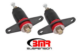 Black anodized BMR 16-17 6th Gen Camaro polyurethane engine mount kit with motor mounts for improved performance.
