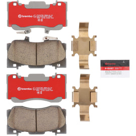 Brembo 14-23 Ford Mustang front Xtra Ceramic brake pad, OE quality, with visible metal backing and ceramic friction surface.
