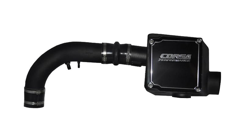 Cold air intake for Chevrolet Camaro SS 2010-2014 with 6.2L V8 engine by CORSA Performance, showing the sleek intake tube and filter.