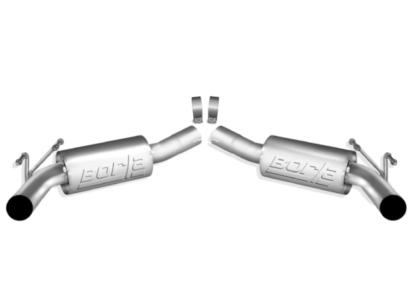 Borla 2010 Camaro 6.2L ATAK catback exhaust system rear section without tips, designed to fit with factory ground effects package.