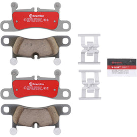 Brembo OE rear ceramic brake pads for Porsche Cayenne 2010-2018 and Taycan 2019+ 92A Y1A model, high-performance automotive brake component.