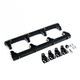 DeatschWerks Chevrolet LSA/LS9 fuel rails, metal engine components with mounting points and fuel line connections.