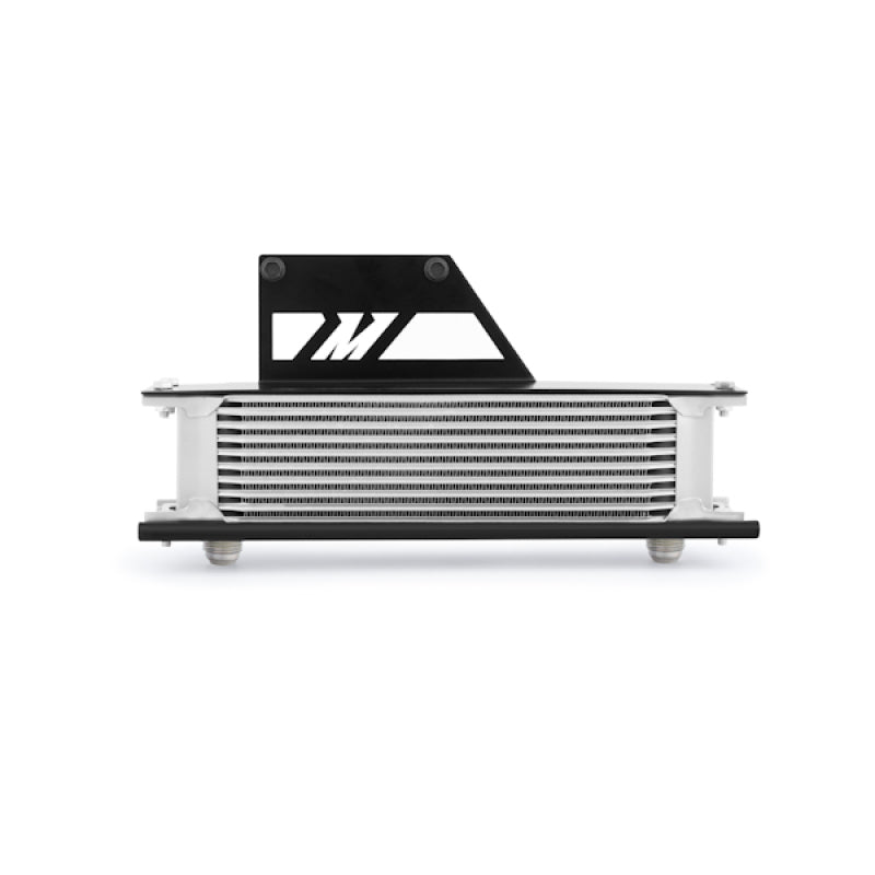 Mishimoto thermostatic oil cooler kit for 2002-2005 Subaru WRX and STi, featuring a compact oil cooler and hoses.