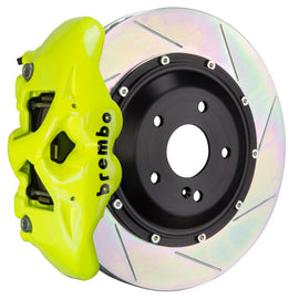 Brembo 20+ Corvette C8/Z51 rear GT BBK 6-piston cast slotted 380x34mm two-piece brake rotor in fluorescent yellow