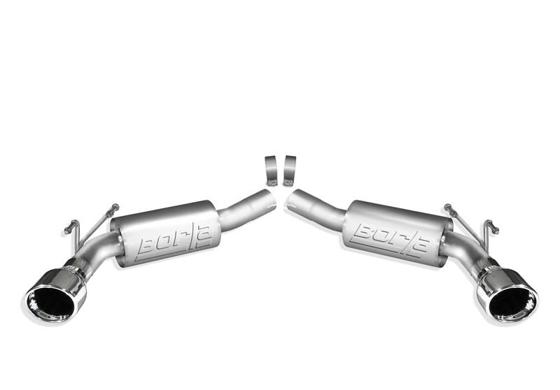 Borla catback exhaust system for 2010 Camaro SS 6.2L V8, rear section with aggressive ATAK muffler and dual exhaust tips