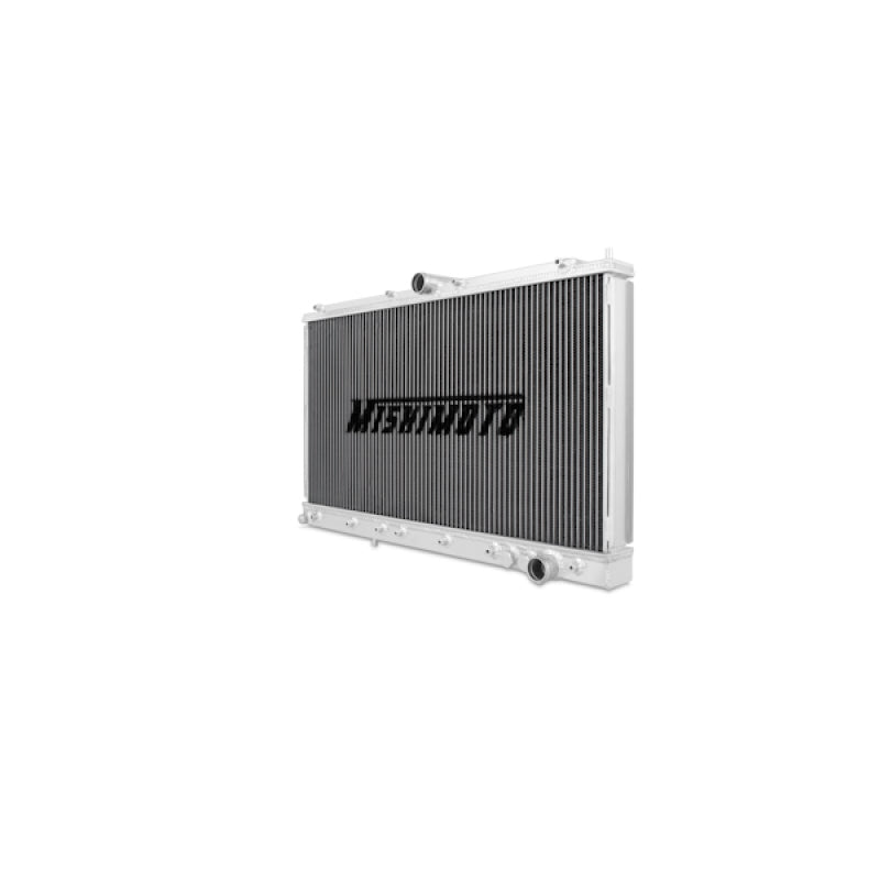 Mishimoto aluminum radiator for 1991-1999 Mitsubishi 3000GT Turbo, with core and cooling fins visible.