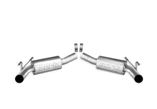 Load image into Gallery viewer, Borla 2010 Camaro 6.2L ATAK catback exhaust system rear view, showing polished exhaust pipes without tips, compatible with factory ground effects