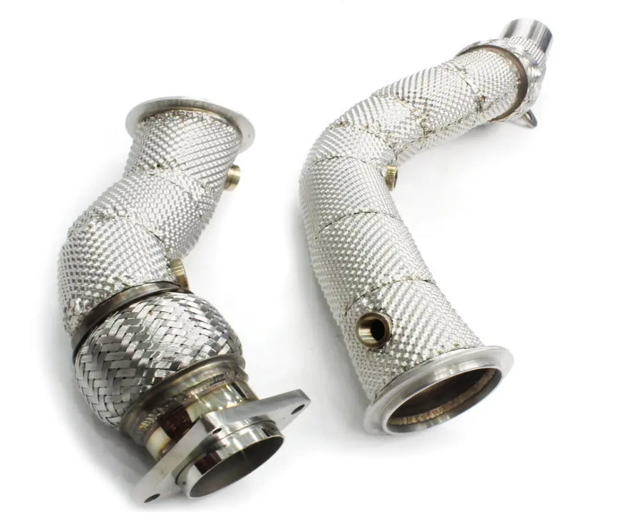P1Spec BMW M3 M4 F80/F82 3.0T Downpipe 200 Cells Catted with Heatshield