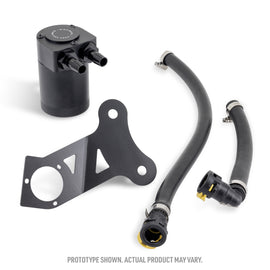 Mishimoto 2024+ Ford Mustang 2.3L EcoBoost oil catch can mounted on the PCV side, with black and silver components.